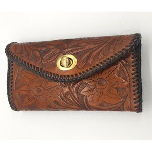Hand Made Brown Tooled Leather Wallet